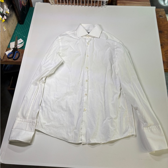 BOSS Sharp Fit Dress Shirts Lot of 2 Blue & White Size 16 34/35 - Picture 7 of 11